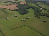 The helicopters all departed together, the Sioux, Scout and Alouette of the AHAF leading....