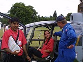 The stand crew showed many people around the Gazelle, here Colin describes the operation of the controls to Becky Taylor and Amir Hanif of GM