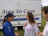 Sandy Woods visited the stand, and was interested in a career flying with the Army Air Corps. Sharon was delighted to explain the requirements and career options