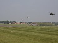 The team even land and park in formation!