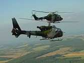 The Lynx and Terry's Gazelle in close formation while forming up over the Goodwood site