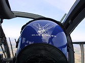 The back of Julie's helmet, a fine view of the Blue Eagles badge