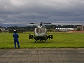 Bill watches the Lynx start for the airborne recce of the site