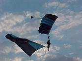 The lead parachutist carried the Army Air Corps flag