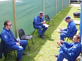 An al fresco breakfast in the bright sun,the technicians enjoy the weather that stayed with us all day. Guest visitor from last year was Paul Travis, as Dom White was away celebrating his birthday, so Happy Birthday Dom!