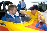 ....while speed demon Mark was getting his hands on Colin Fallows' jet and rocket powered world speed record car.