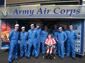 Fifteen year old football and air show fan Alex Squire got caught up in a group photo on his visit to the stand.