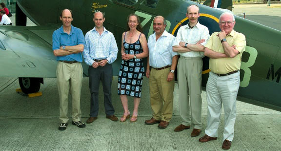 A group of the pilots who kindly agreed to appear in the calendar. 		From left to right : Pete Kynsey, Lee Proudfoot, Carolyn Grace, Stuart Goldspink, Charlie Brown and Rod Dean.