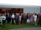 The VIPs gathered outside as the sun set.